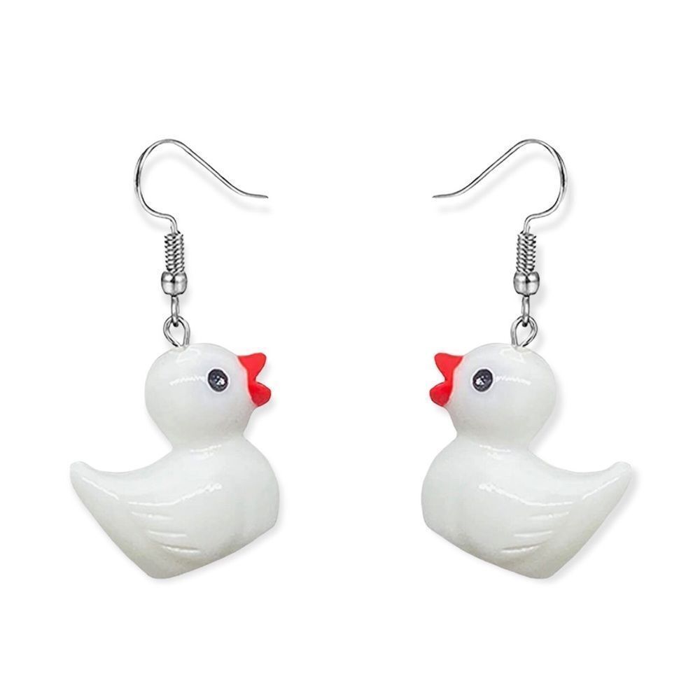 🆕White Duck Charm Dangle Earrings